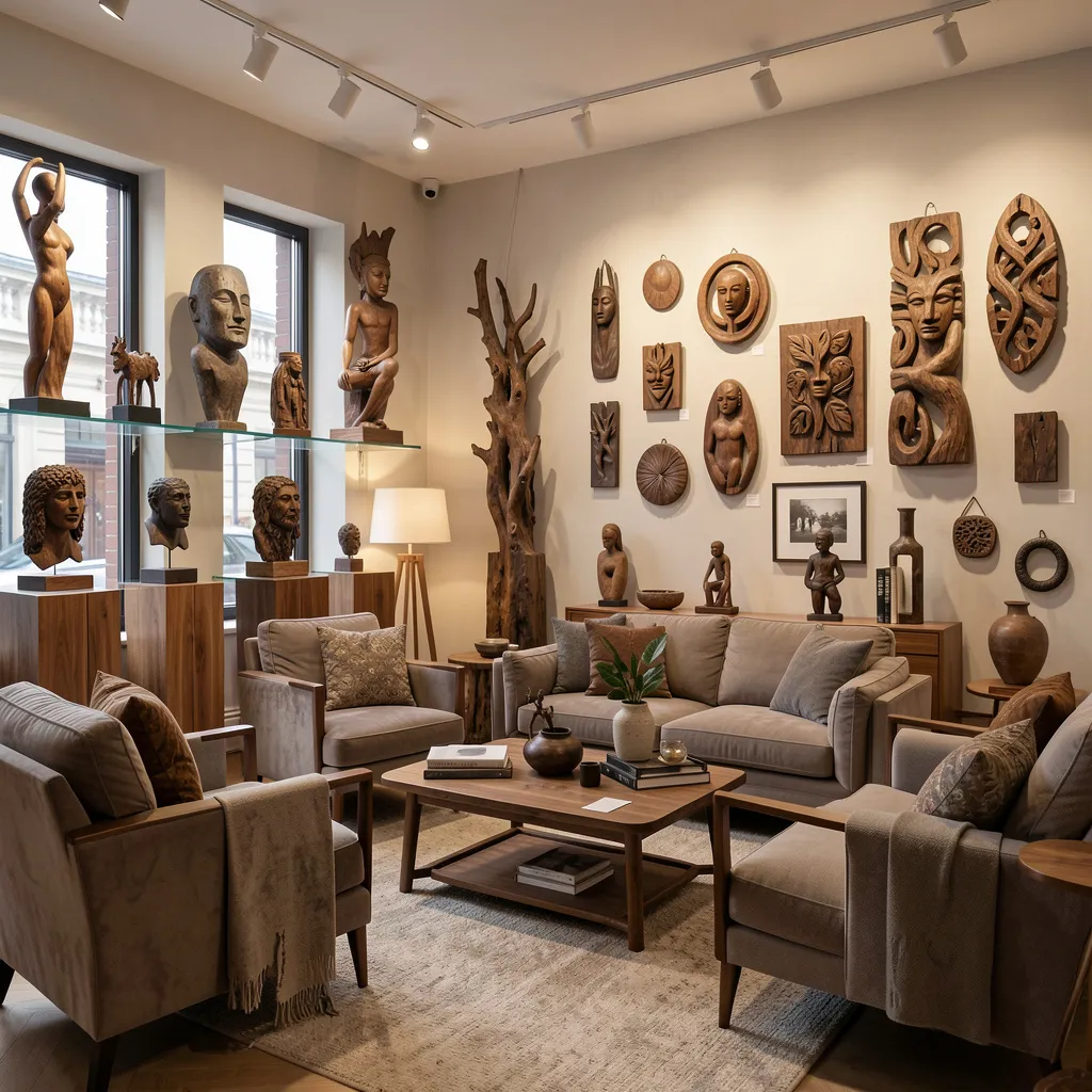 Medium oak sculpture with natural finish